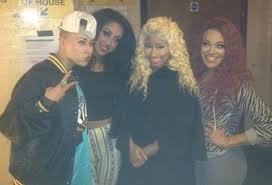Stooshe with Nicki Miinaj back stage after supporting her in 2012